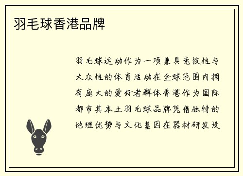 羽毛球香港品牌